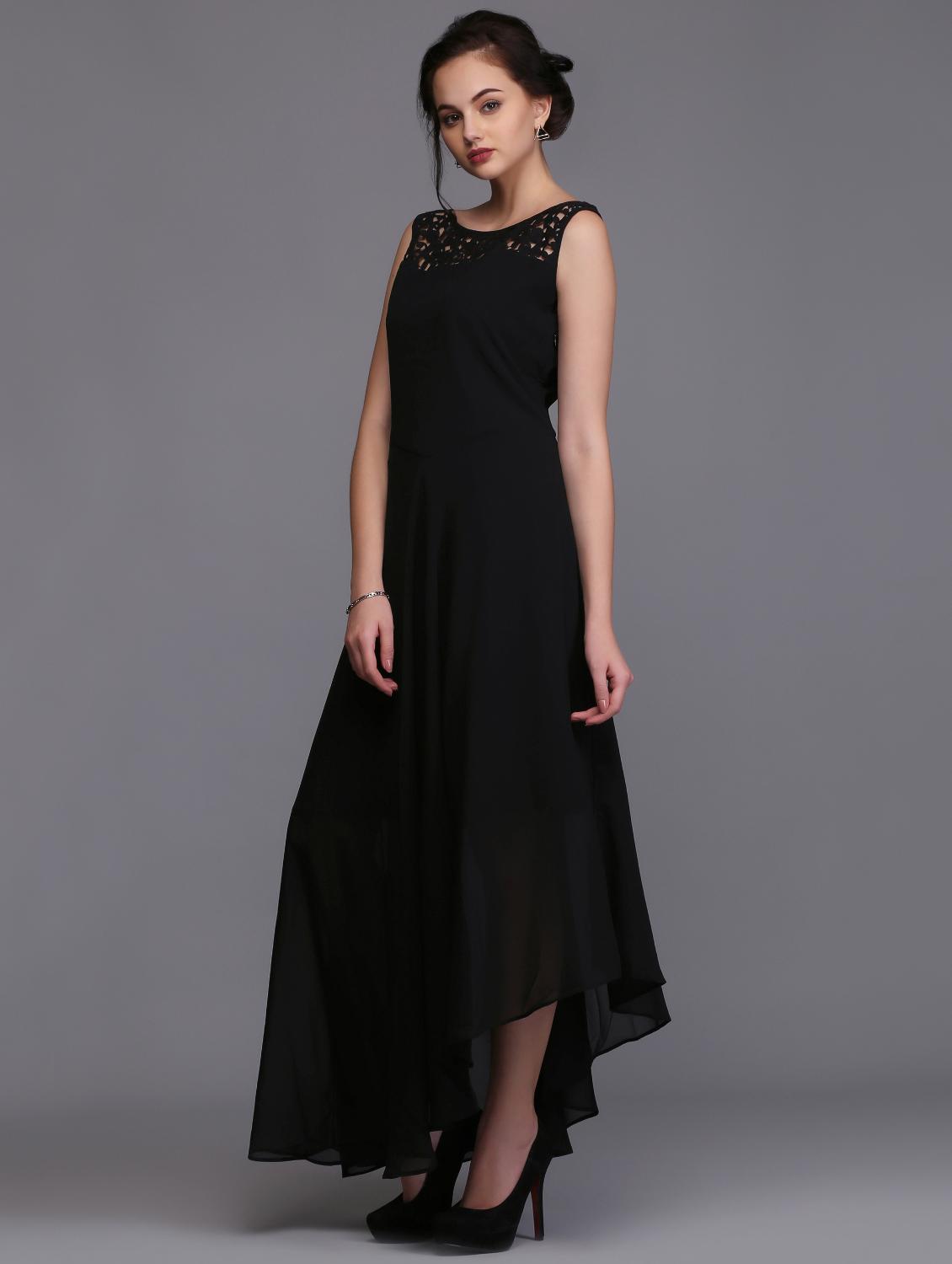 lace detail asymmetric maxi dress - 15445216 - Zoom Image - 2