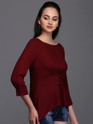eyelet lace-up asymmetric corset top - 15445237 - Standard Image - 2