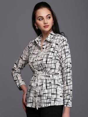 drawstring detail concealed placket top - 15445241 - Standard Image - 2