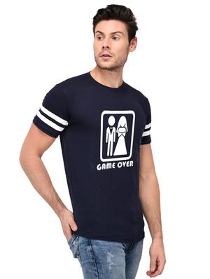 navy blue cotton chest print tshirt - 15446608 - Standard Image - 2