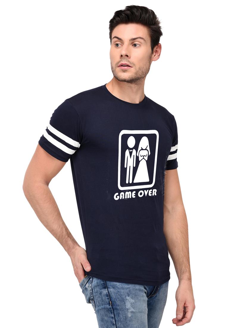 navy blue cotton chest print tshirt - 15446608 - Zoom Image - 2