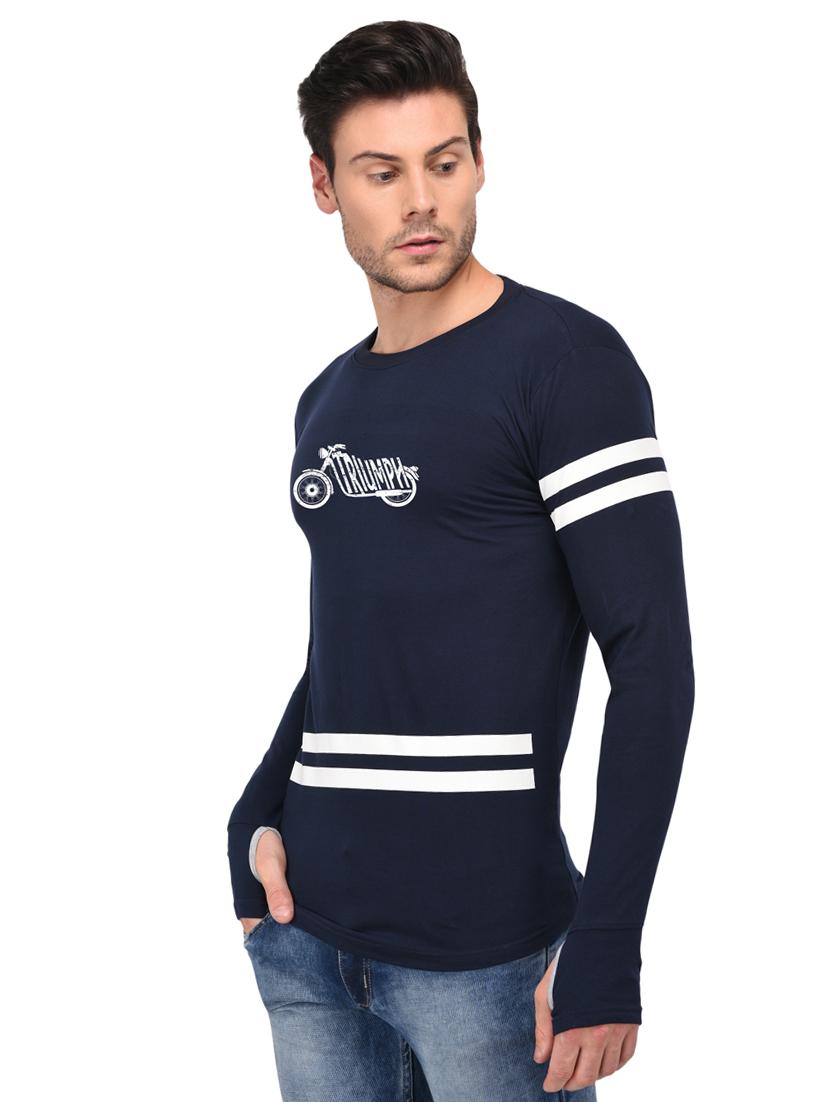 blue cotton thumbhole t-shirt - 15447105 - Zoom Image - 2