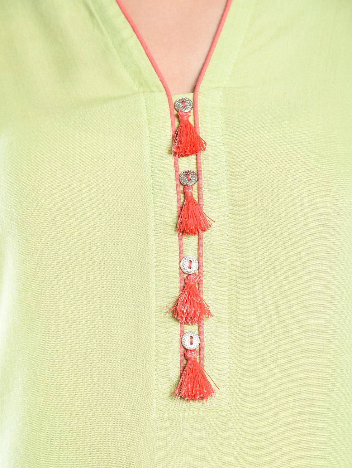 straight kurta with tassels - 15448002 - Zoom Image - 5
