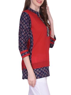 red cotton aline kurti - 15448630 - Standard Image - 2