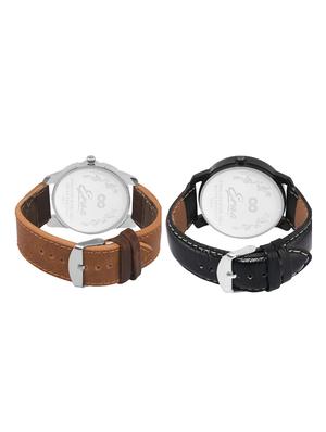 Eraa Brown & Black chronometer wrist watch combo for men - 15451955 - Standard Image - 2