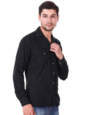 black denim casual shirt - 15452367 - Standard Image - 2