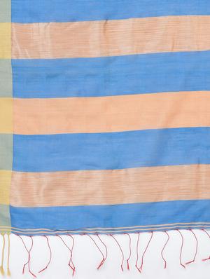 contrast striped jamdani saree with blouse - 15452389 - Standard Image - 5
