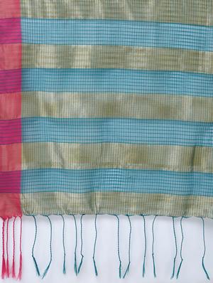contrast border jamdani saree with blouse - 15452390 - Standard Image - 5