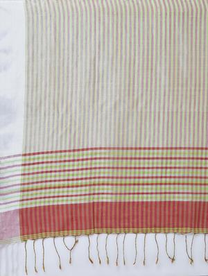 contrast pallu checkered jamdani saree with blouse - 15452413 - Standard Image - 5