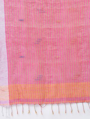 contrast striped jamdani saree with blouse - 15452455 - Standard Image - 5