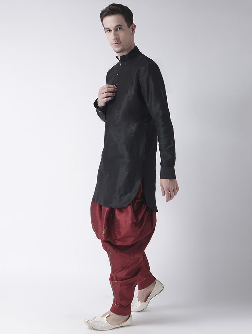 black silk blend dhoti kurta set - 15453027 - Zoom Image - 2