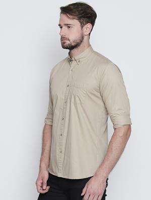 beige cotton casual shirt - 15455283 - Standard Image - 2