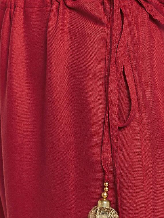 Gold printed high-low kurta with palazzo - 15455356 - Zoom Image - 5