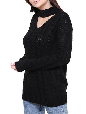 cable knit cutout detail pullover - 15455429 - Standard Image - 2