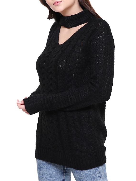 cable knit cutout detail pullover - 15455429 - Zoom Image - 2