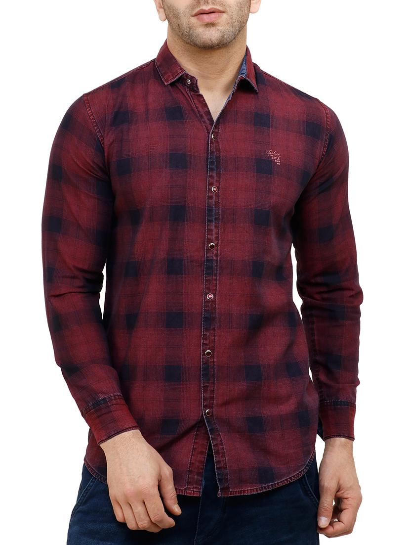 red cotton reversible casual shirt - 15455469 - Zoom Image - 2