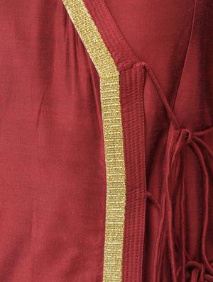 maroon silk angrakha kurta - 15456336 - Standard Image - 5