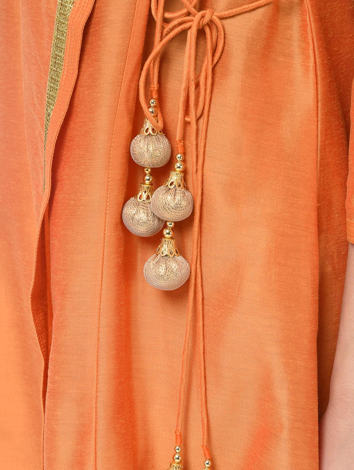 angrakha kurta with tassels - 15456338 - Zoom Image - 5