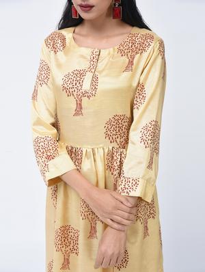 flared foil printed dress with tassels - 15456354 - Standard Image - 2