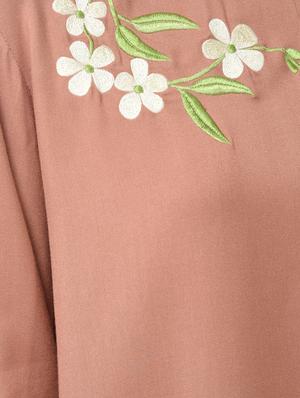 Side tie up sleeved embroidered top - 15456377 - Standard Image - 5