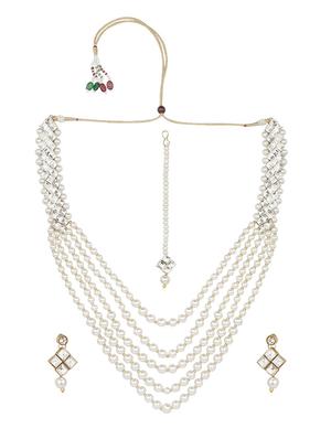 white metal necklaces and earring - 15456534 - Standard Image - 2