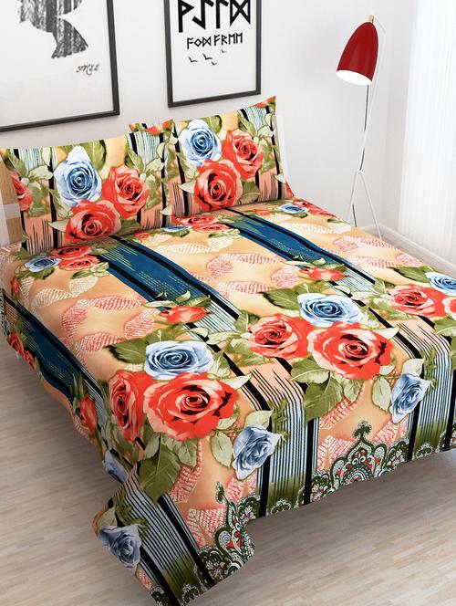 Polycotton Double Bedsheet With 2 Pillow Covers - 15456979 - Very Small Image - 1