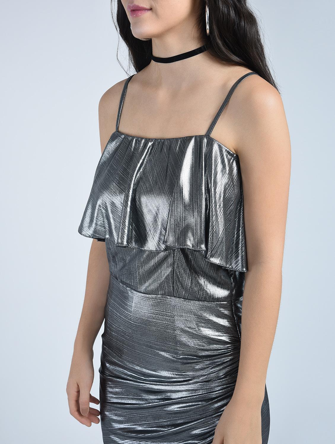 metallic ruffled bodycon dress - 15457814 - Zoom Image - 2