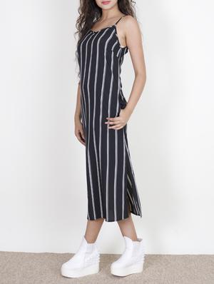 striped high slit cami dress - 15458215 - Standard Image - 2