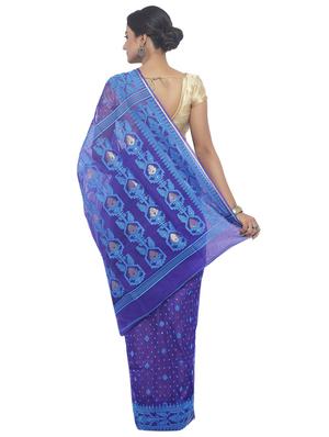 Muslin hand woven jamdani saree with blouse - 15458762 - Standard Image - 2