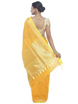 Golden Zari jamdani saree with blouse - 15458769 - Standard Image - 2