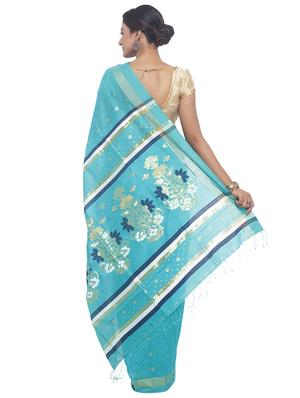 Golden Zari jamdani saree with blouse - 15458780 - Standard Image - 2