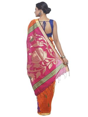 Rust orange handloom saree with blouse - 15458782 - Standard Image - 2