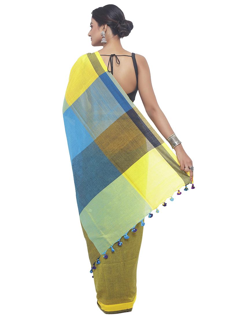 Organic Cotton handloom saree with blouse - 15458787 - Zoom Image - 2