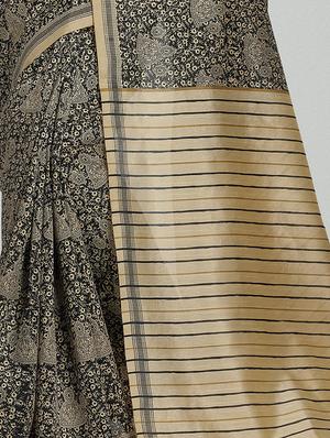 contrast striped pallu bhagalpuri saree with blouse - 15458885 - Standard Image - 2