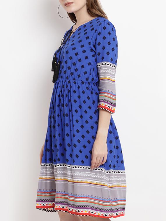 tassel tie neck a-line dress - 15459232 - Zoom Image - 2