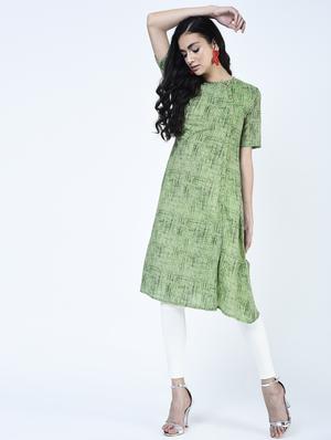 a-line checkered kurta - 15460152 - Standard Image - 2