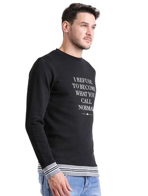 black cotton chest print sweatshirt - 15460329 - Standard Image - 2