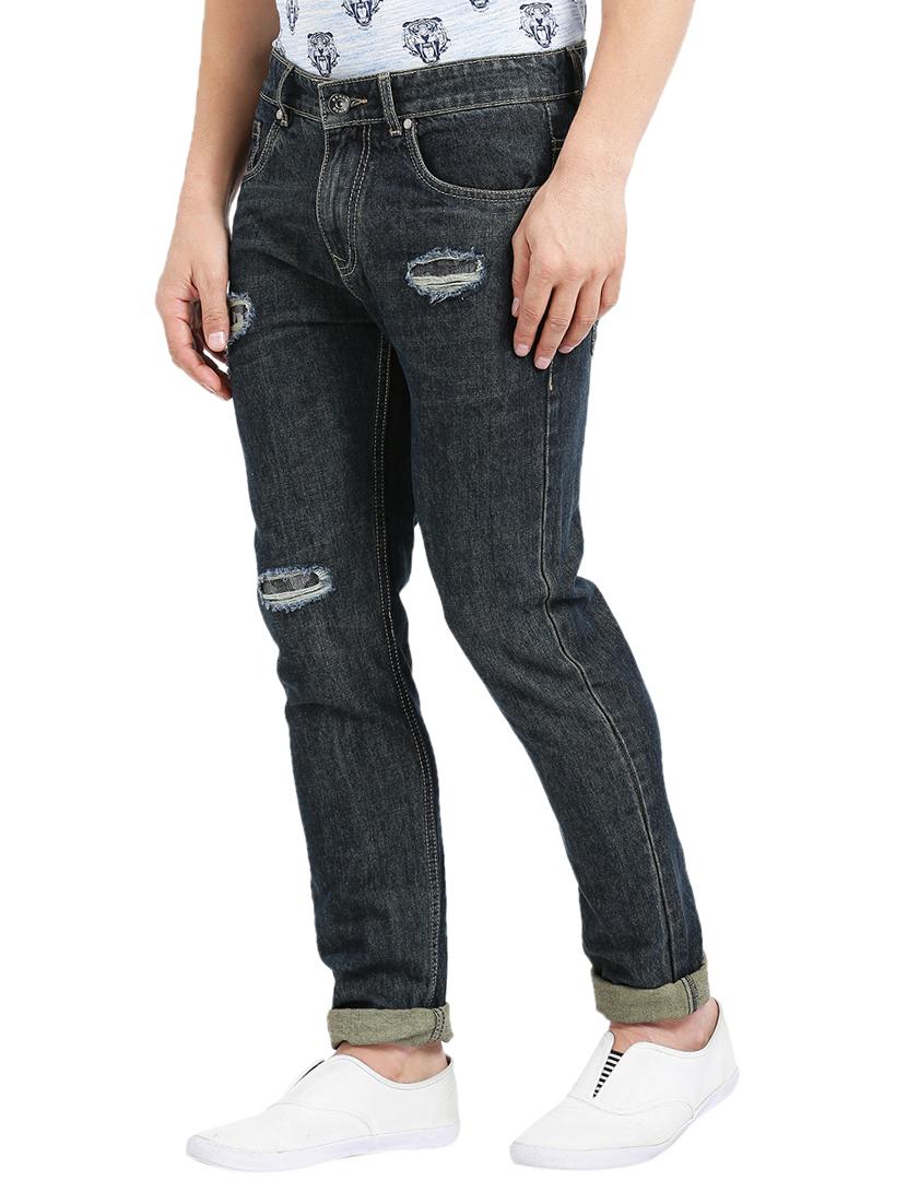 blue cotton ripped jeans - 15461079 - Zoom Image - 2