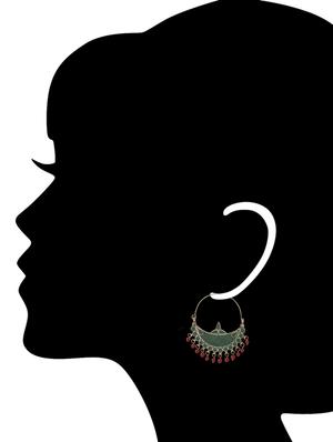 green silver tone enamel earrings - 15462923 - Standard Image - 2
