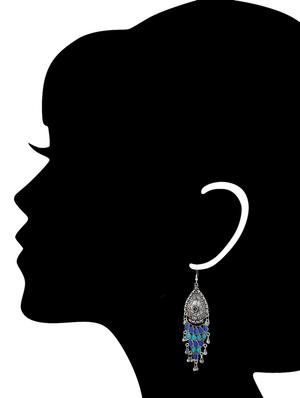 blue silver tone enamel earrings - 15462931 - Standard Image - 2