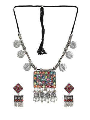 multi colored silver tone necklaces & earrings set - 15462953 - Standard Image - 2