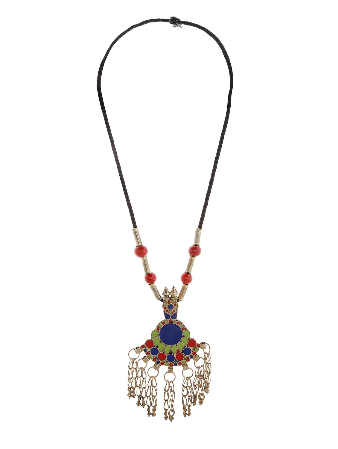 multi colored silver tone enamel necklace - 15462976 - Zoom Image - 2