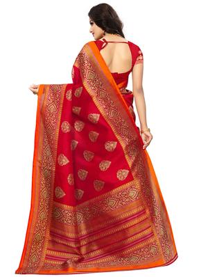 golden printed saree with blouse - 15463369 - Standard Image - 2