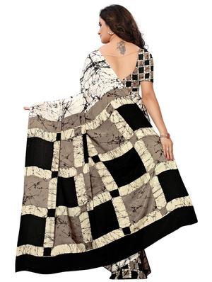 Abstract printed tie & dye saree with blouse - 15463426 - Standard Image - 2