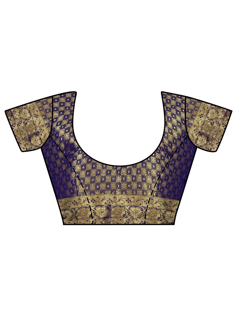 gold zari motif kanjivaram saree with blouse - 15464038 - Zoom Image - 2