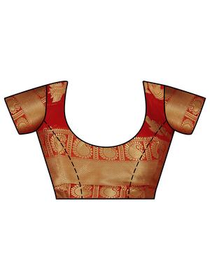 contrast border conversational kanjivaram saree with blouse - 15464185 - Standard Image - 2