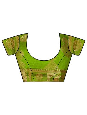 contrast conversational border kanjivaram saree with blouse - 15464271 - Standard Image - 2