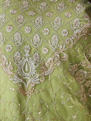 Embroidered semi-stitched straight pant suit - 15464374 - Standard Image - 2