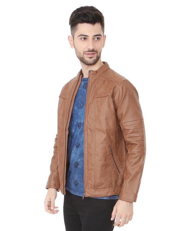 brown leather biker jacket - 15467609 - Zoom Image - 2
