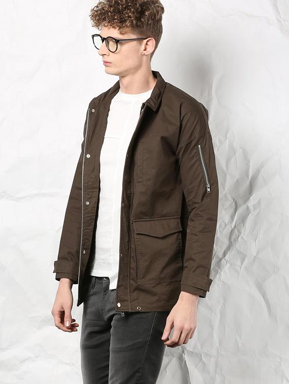 brown polyester casual jacket - 15467611 - Zoom Image - 2